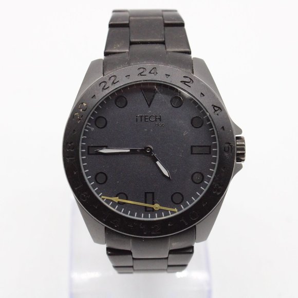 ITech Digital Watch Mens Black Tone Stainless Steel Classic Black Dial For Parts - Picture 2 of 8